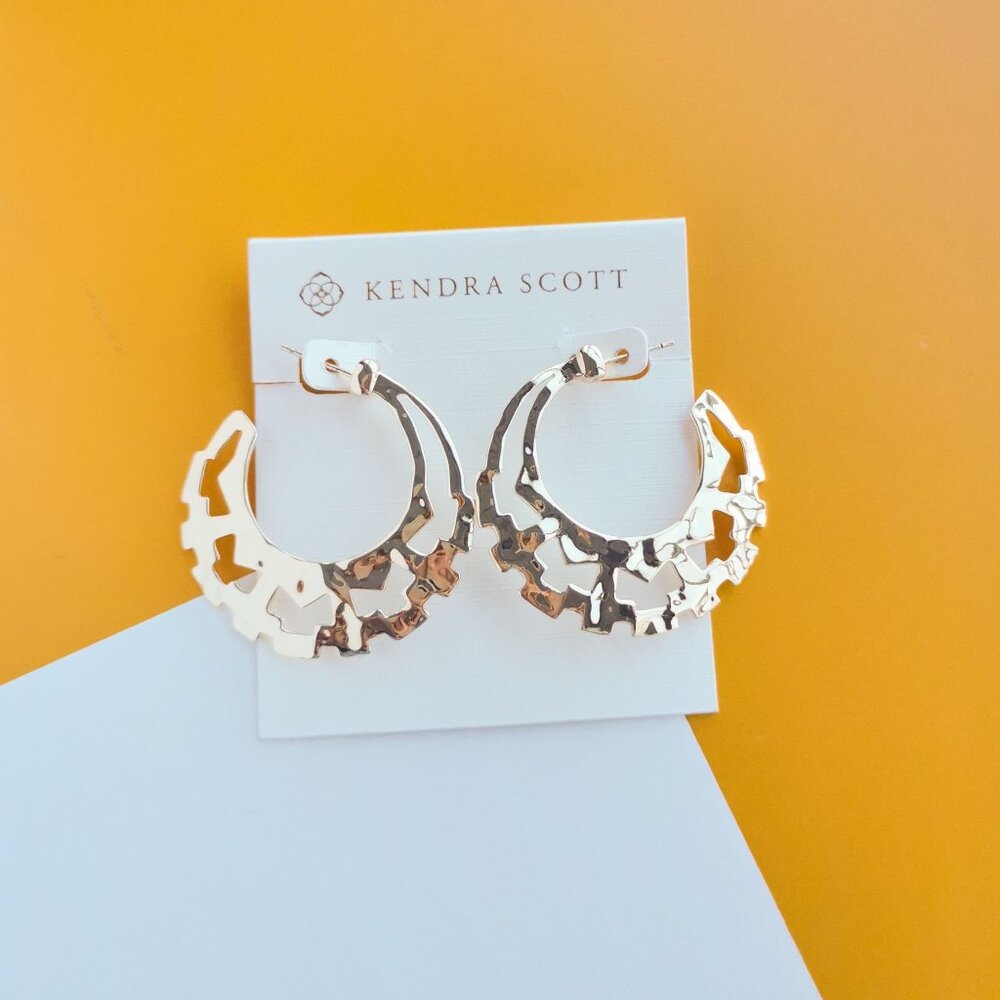 Kendra Scott Gold Textured Crescent Hoop Earrings